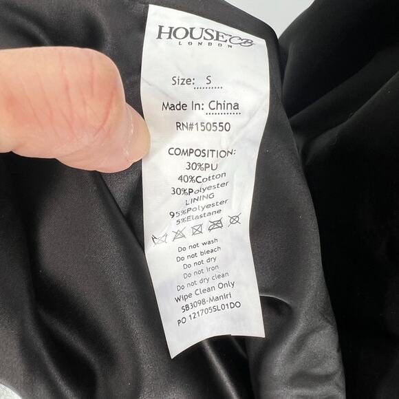 House of CB Womens Maniri Black Patent Vinyl Trench Coat Jacket Size Small S - Picture 11 of 12